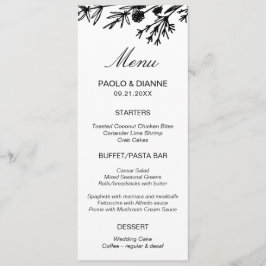 Handgetekende Botanische Leaves Menu Kaart