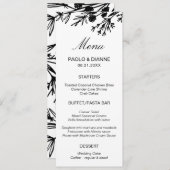 Handgetekende Botanische Leaves Menu Kaart (Voorkant / Achterkant)