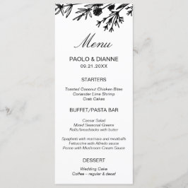 Handgetekende Botanische Leaves Menu Kaart