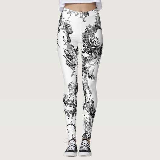 Handgetekende botanische leggings (Voorkant)