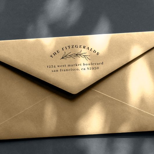 Handgetekende Botanische tak familie retour adres Rubberstempel