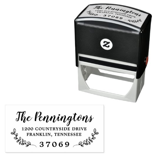 Handgetekende botanische vertakkingen bladeren  zelfinktende stempel (In situ)