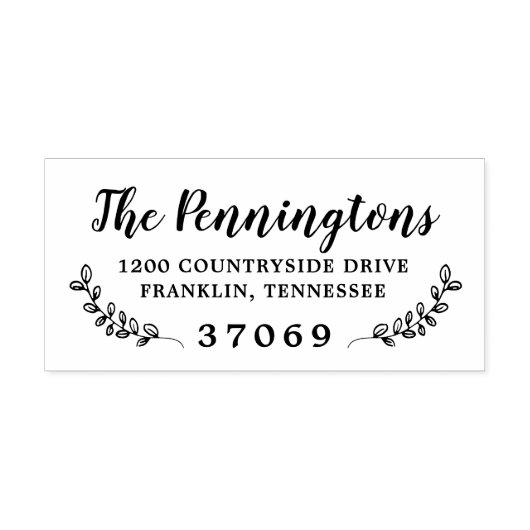 Handgetekende botanische vertakkingen bladeren  zelfinktende stempel (Design)