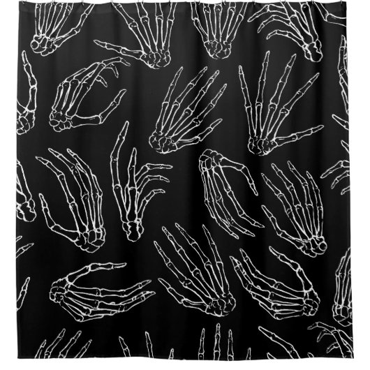Handgetekende Botten, gravure stijl achtergrond. Douchegordijn (Voorkant)