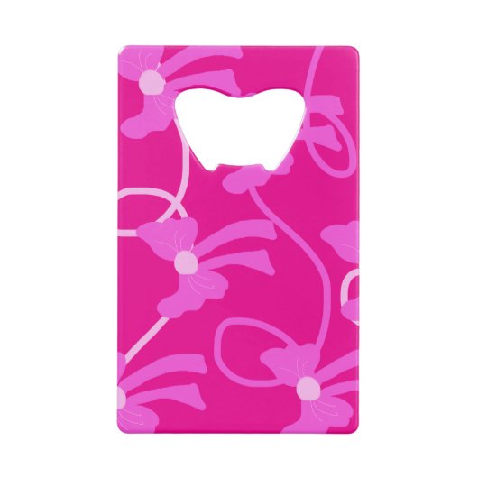 Handgetekende Bows Pink Lovers Creditkaart Flessenopener (Voorkant)