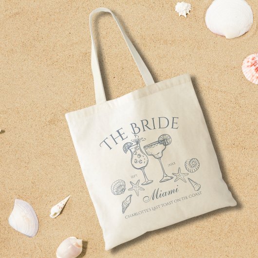 Handgetekende Bruid Kust Bachelorette Tote Bag