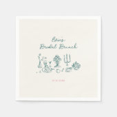 Handgetekende Bruids Brunch Servet (Voorkant)