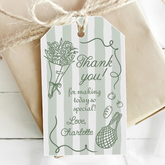 Handgetekende bruidsborrel 'Fresh Off the Market' Cadeaulabel