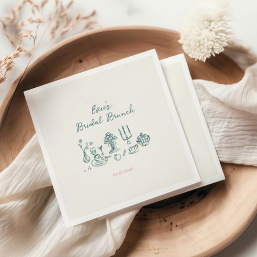 Handgetekende Bruidsbrunch Servet