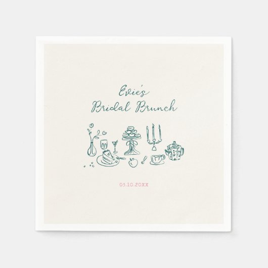 Handgetekende Bruidsbrunch Servet (Voorkant)