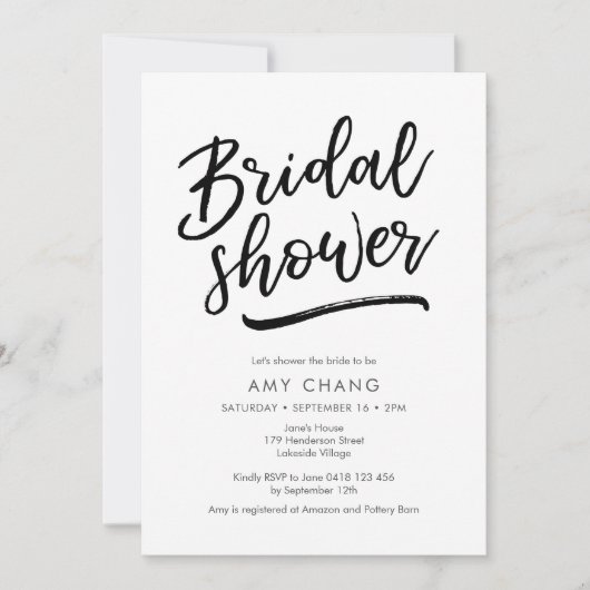 Handgetekende bruidsdouche uitnodiging (Voorkant)