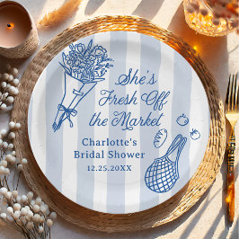 Handgetekende bruidsfeest 'Fresh Off the Market' Papieren Bordje