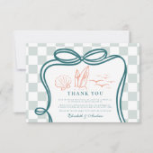 handgetekende bruiloft aan de kust bedankkaart (Voorkant)