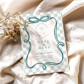 handgetekende bruiloft aan de kust save the date