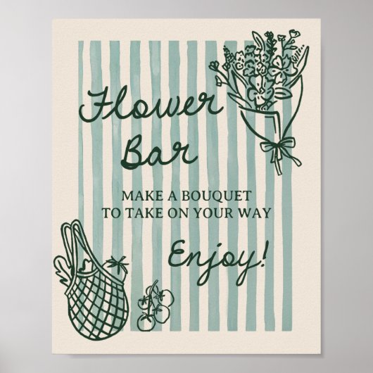 Handgetekende Bruiloft Flower Bar 'Off The Market' Poster (Voorkant)