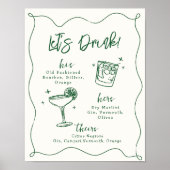 Handgetekende bruiloft Handtekening Cocktails Drin Poster (Voorkant)