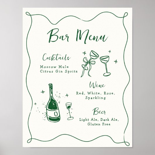 Handgetekende bruiloft Handtekening Drink bar Menu Poster (Voorkant)