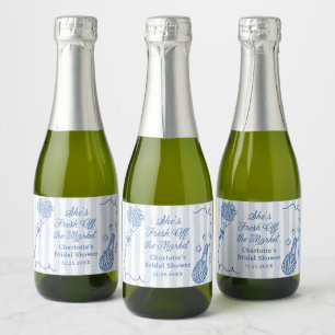 Handgetekende Bruiloftsborrel 'Fresh Off the Marke Sparkling Wijnetiket