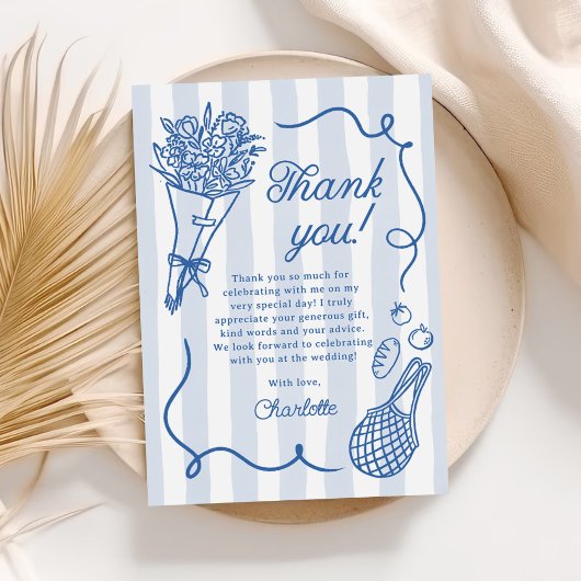 Handgetekende Bruiloftsfeest 'Fresh Off the Market Bedankkaart