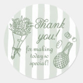 Handgetekende Bruiloftsfeest 'Fresh Off the Market Ronde Sticker (Voorkant)