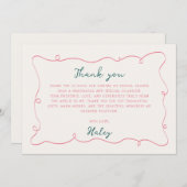Handgetekende Bruiloftsshower Bedankkaart (Voorkant / Achterkant)