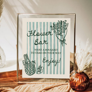 Handgetekende Bruiloftsshower Bloemenbar Van De Ma Poster