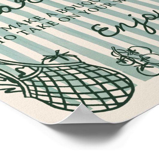 Handgetekende Bruiloftsshower Bloemenbar Van De Ma Poster (Hoek)