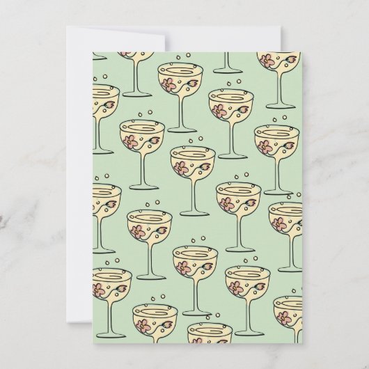 Handgetekende brunch en bubbelig Vrijgezellenfeest Kaart (Achterkant)