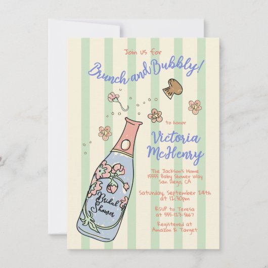 Handgetekende brunch en bubbelig Vrijgezellenfeest Kaart (Voorkant)