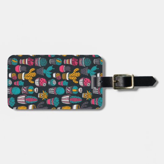 Handgetekende cactus in Schetsenstijlpatroon Bagagelabel (Voorkant horizontaal)