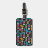 Handgetekende cactus in Schetsenstijlpatroon Bagagelabel (Voorkant verticaal)