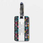 Handgetekende cactus in Schetsenstijlpatroon Bagagelabel (Achterkant verticaal)