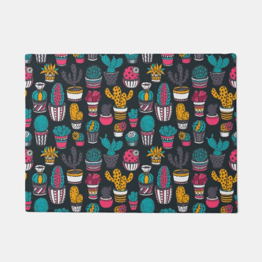 Handgetekende cactus in Schetsenstijlpatroon Deurmat (Voorkant)