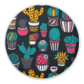 Handgetekende cactus in Schetsenstijlpatroon Keramische Knop (Voorkant)