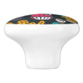 Handgetekende cactus in Schetsenstijlpatroon Keramische Knop (Zijkant)