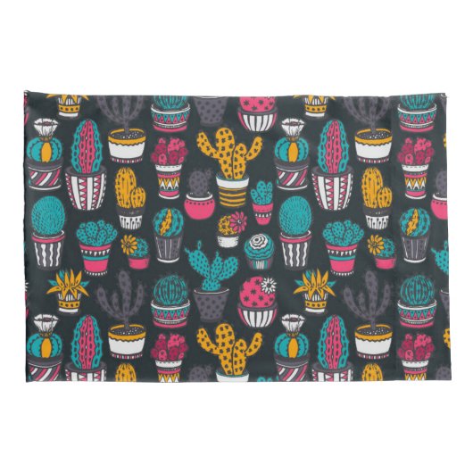 Handgetekende cactus in Schetsenstijlpatroon Kussensloop (Achterkant-Rechts)