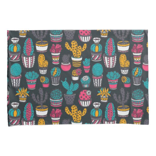 Handgetekende cactus in Schetsenstijlpatroon Kussensloop (Voorkant-Rechts)