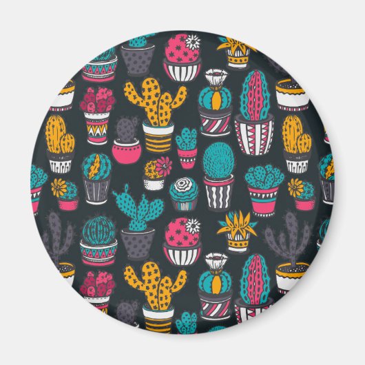 Handgetekende cactus in Schetsenstijlpatroon Magneet (Voorkant)