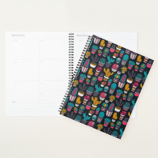 Handgetekende cactus in Schetsenstijlpatroon Planner (Display)