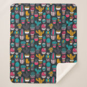 Handgetekende cactus in Schetsenstijlpatroon Sherpa Deken (Voorkant)