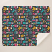 Handgetekende cactus in Schetsenstijlpatroon Sherpa Deken (Voorkant (horizontaal))