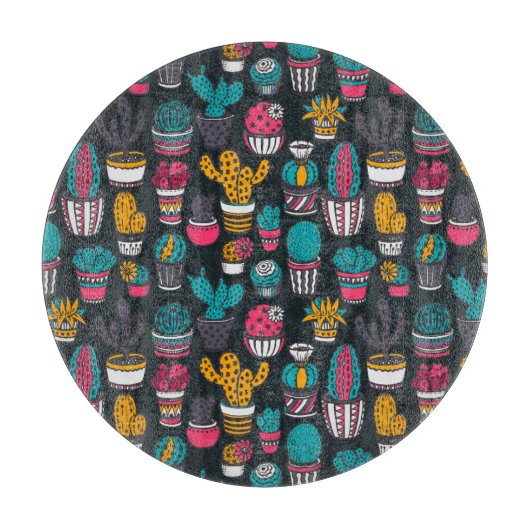 Handgetekende cactus in Schetsenstijlpatroon Snijplank (Voorkant)