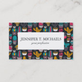 Handgetekende cactus in Schetsenstijlpatroon Visitekaartje (Voorkant)