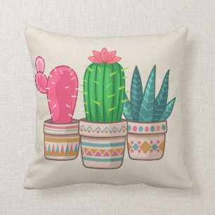 handgetekende cactus kussen