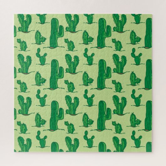 Handgetekende cactus: naadloos patroon. legpuzzel (Verticaal)