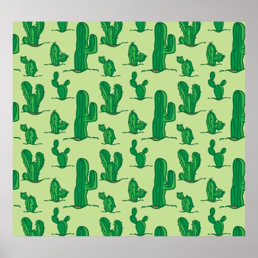 Handgetekende cactus: naadloos patroon. poster (Voorkant)