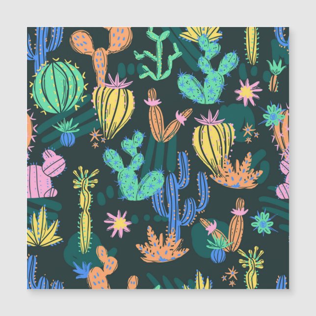 Handgetekende cactus: Scandinavisch naadloos. (Voorkant)