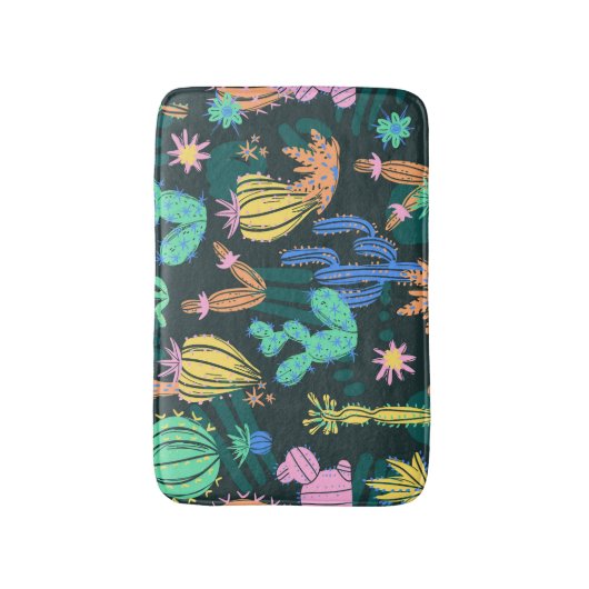 Handgetekende cactus: Scandinavisch naadloos. Badmat (Voorkant Verticaal)