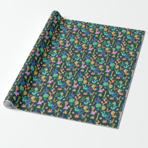 Handgetekende cactus: Scandinavisch naadloos. Cadeaupapier