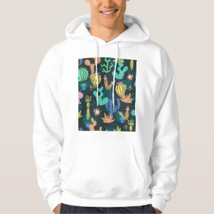 Handgetekende cactus: Scandinavisch naadloos. Hoodie